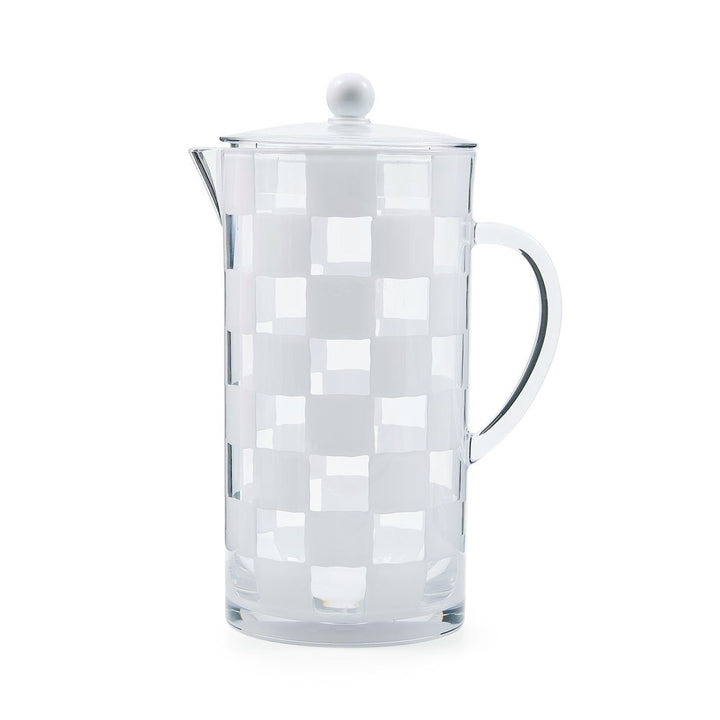 MacKenzie Childs: White Check Acrylic Pitcher