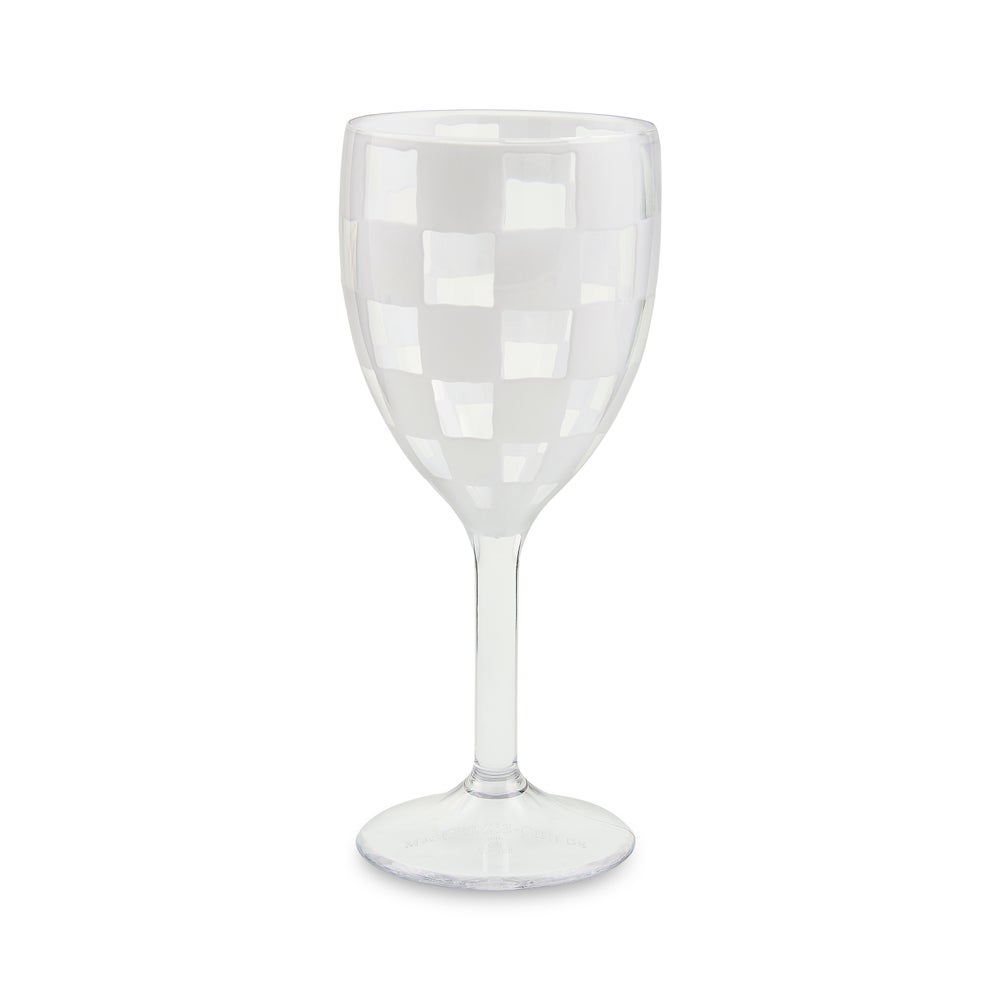 MacKenzie Childs: White Check Acrylic Wine Goblets, Set of 4
