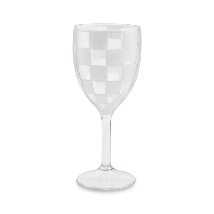 MacKenzie Childs: White Check Acrylic Wine Goblets, Set of 4