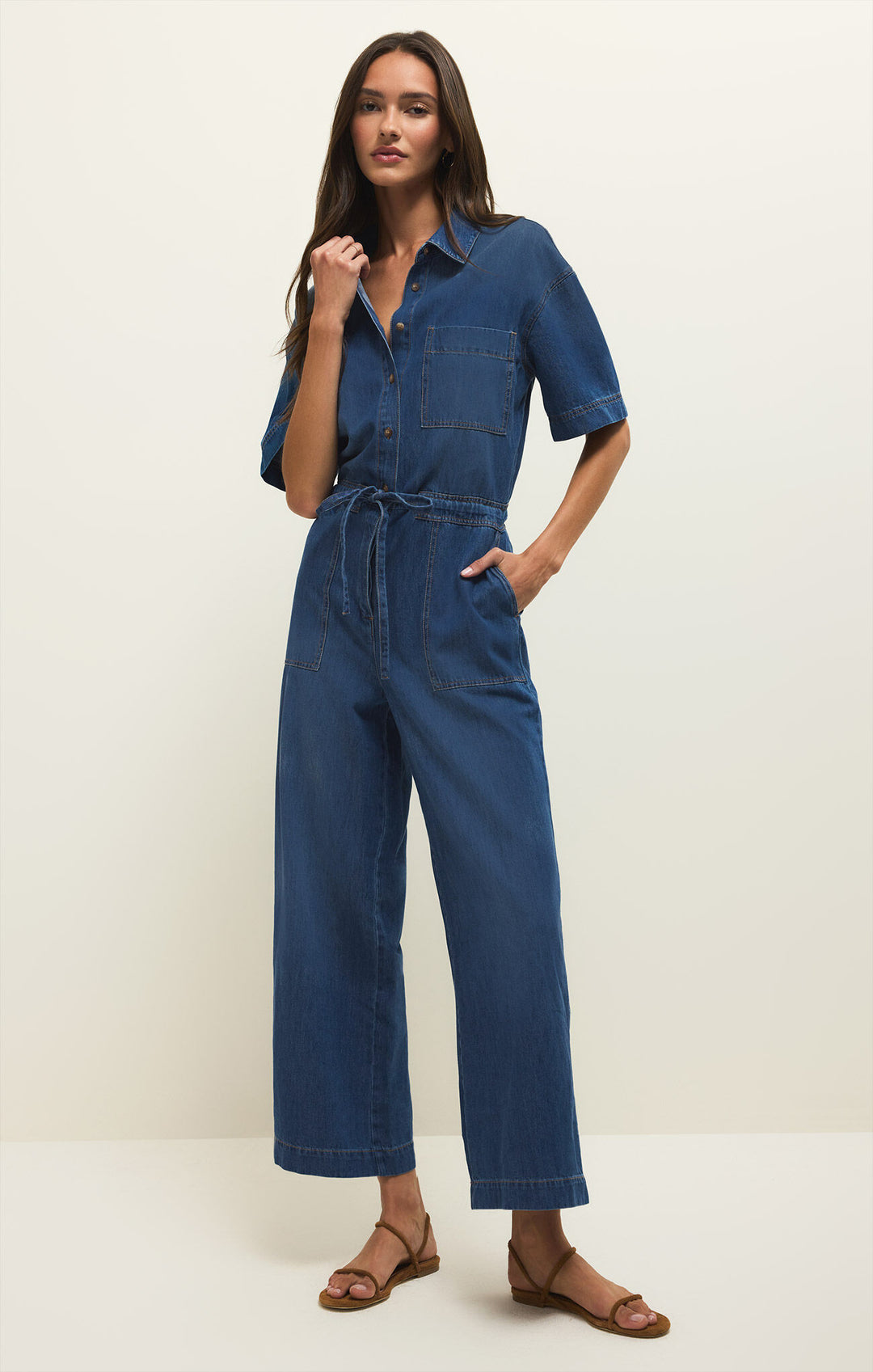 Z Supply: Elsie Denim Jumpsuit-  Deep Water