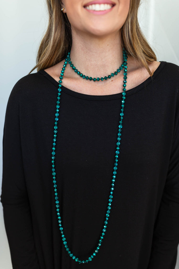 Teal Beaded Necklace - A Cut Above Boutique