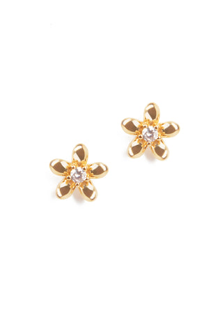 Gold & Crystal Flower Earrings