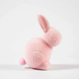 Flocked Pastel Seated Bunny with  Pom Pom Tail