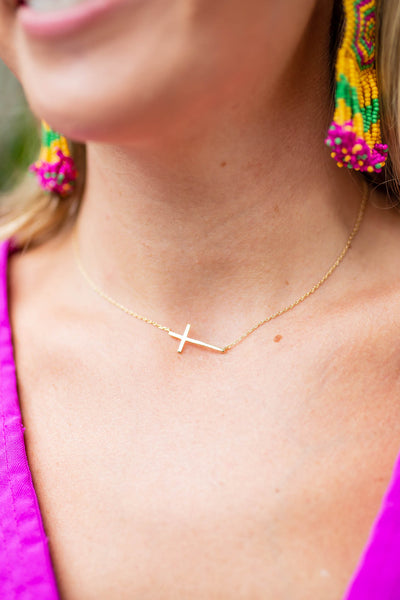 Dainty Sideways Cross Choker Gold B Social Boutique 9538