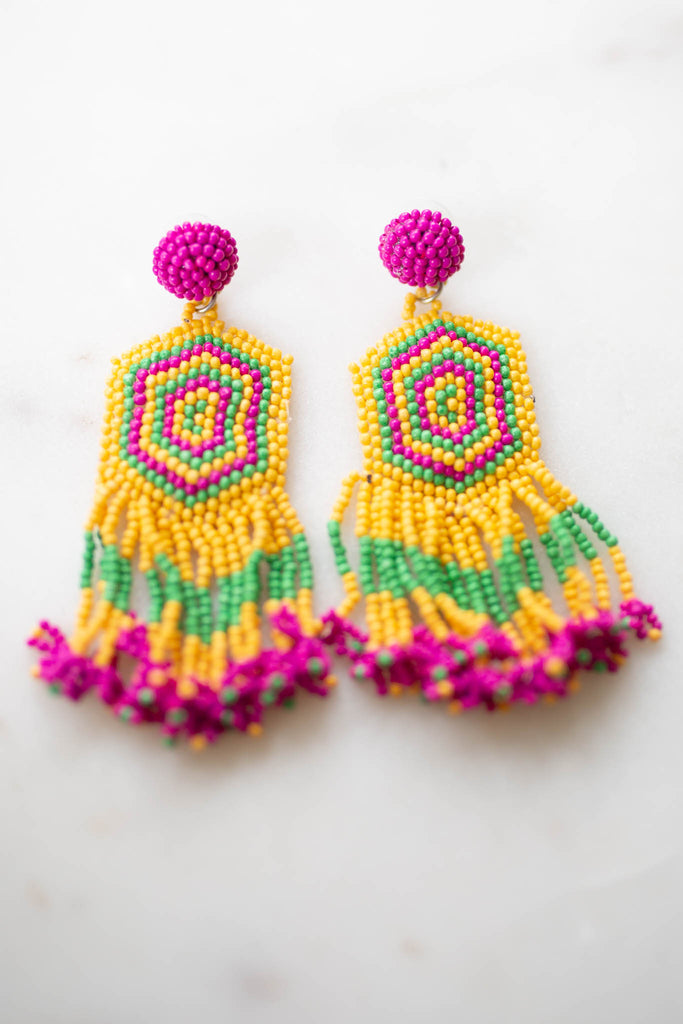 Beads Of Color Earring - Yellow Multi - A Cut Above Boutique