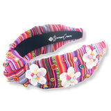 Brianna Cannon: FIESTA SERAPE HEADBAND WITH 3D FLOWERS AND CRYSTALS