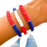 Red, White, and Blue Heishi Bracelet