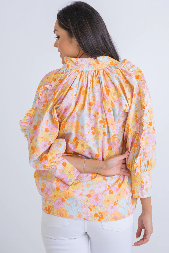 Karlie: London Floral Ruffle Sleeve Top