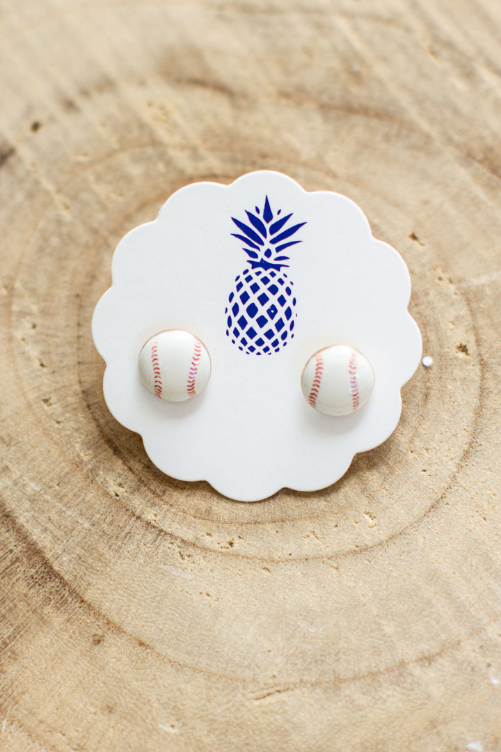 Baseball Enamel Stud Earrings