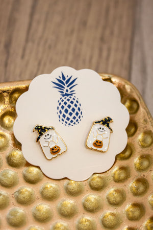 Trick-or-Treater Ghost Enamel Stud Earrings