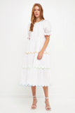 Mrs. Scalloped Midi Dress - White