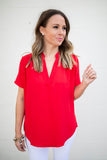 Around We Go Blouse - Red - A Cut Above Boutique