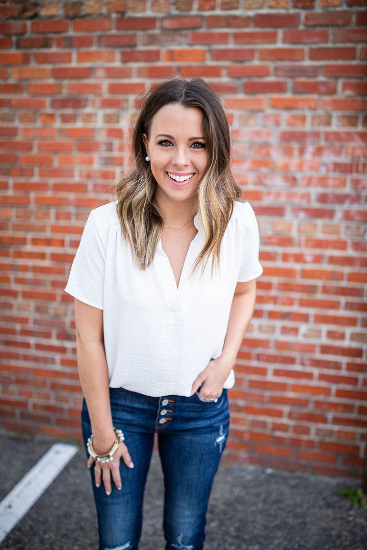 Around We Go Blouse - Ivory - A Cut Above Boutique