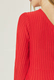 Rib Mini One Shoulder Dress- Red