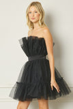 Party Started Black Tulle Strapless Dress