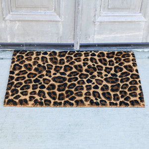 Leopard Coir Doormat   Black/Brown   30x18