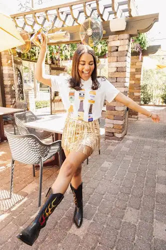 Queen Of Sparkles:  Cinco Beer Sequin Tee