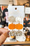 Acrylic Tan + Leopard Pumpkin Earrings