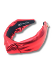 Brianna Cannon: RED PUFF METALLIC KNOTTED HEADBAND