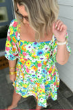 Karlie: Bright Floral Poplin Tier Tie Back Dress