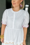 Mrs. Scalloped Midi Dress - White