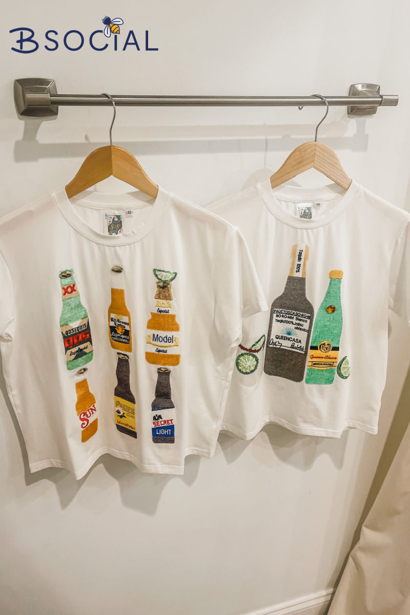 Queen Of Sparkles:  Cinco Beer Sequin Tee
