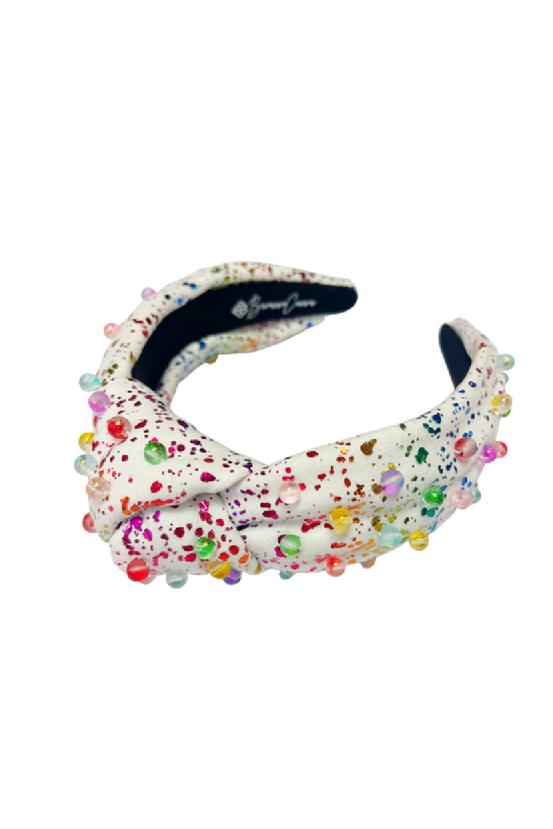 Brianna Cannon:  Rainbow Metallic Splatter Paint Beaded Headband